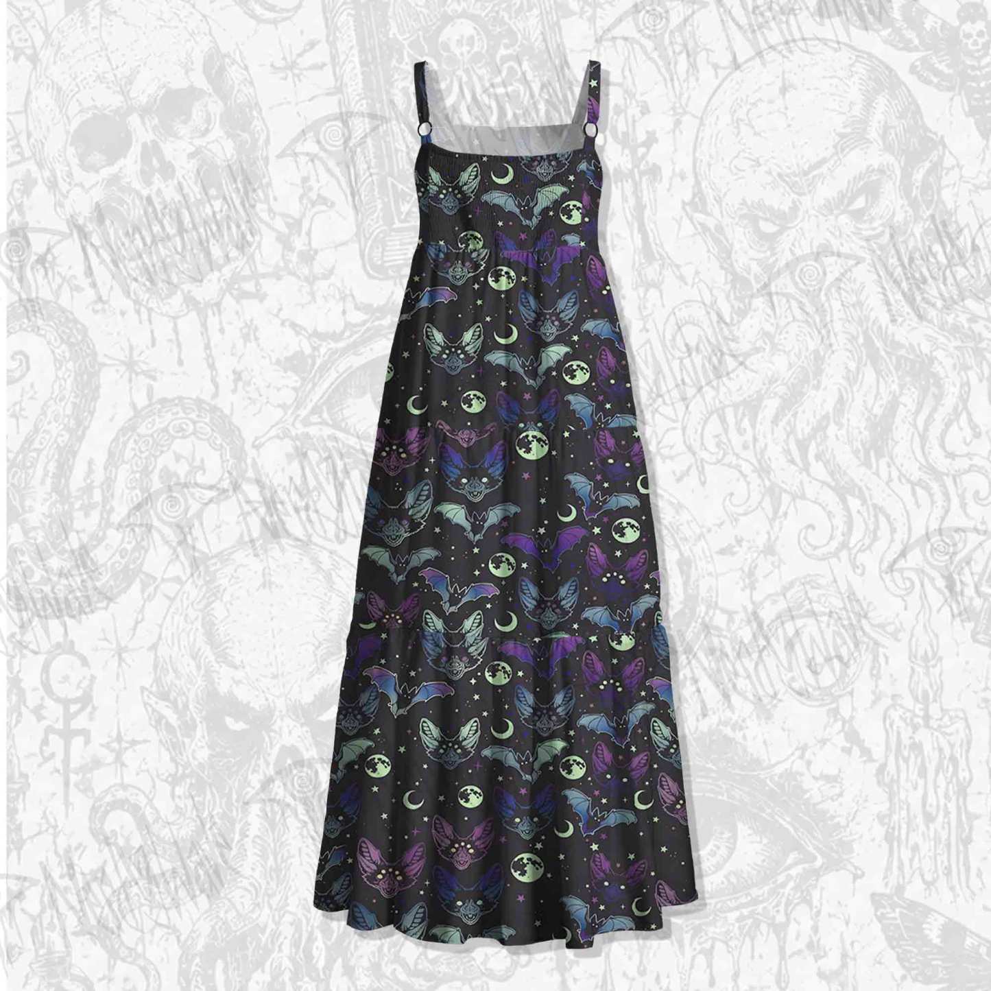 Bats Wide Straps Maxi Dress