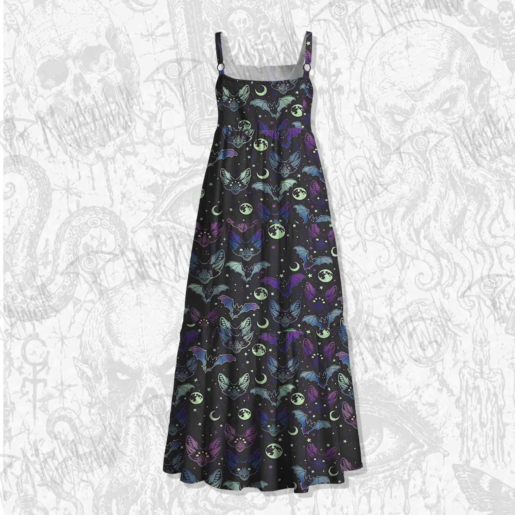 Bats Wide Straps Maxi Dress