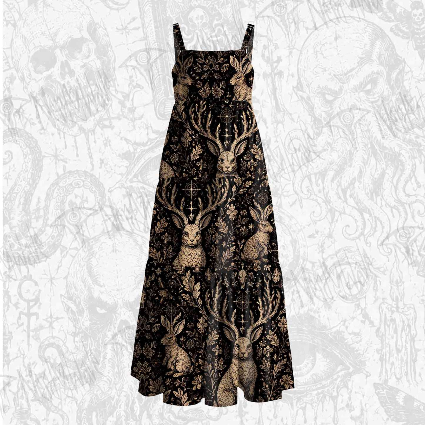 Jackalope Memento Mori Wide Straps Maxi Dress