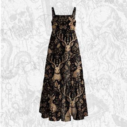 Jackalope Memento Mori Wide Straps Maxi Dress