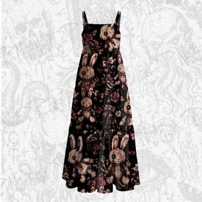 Button Eyes Wide Straps Maxi Dress