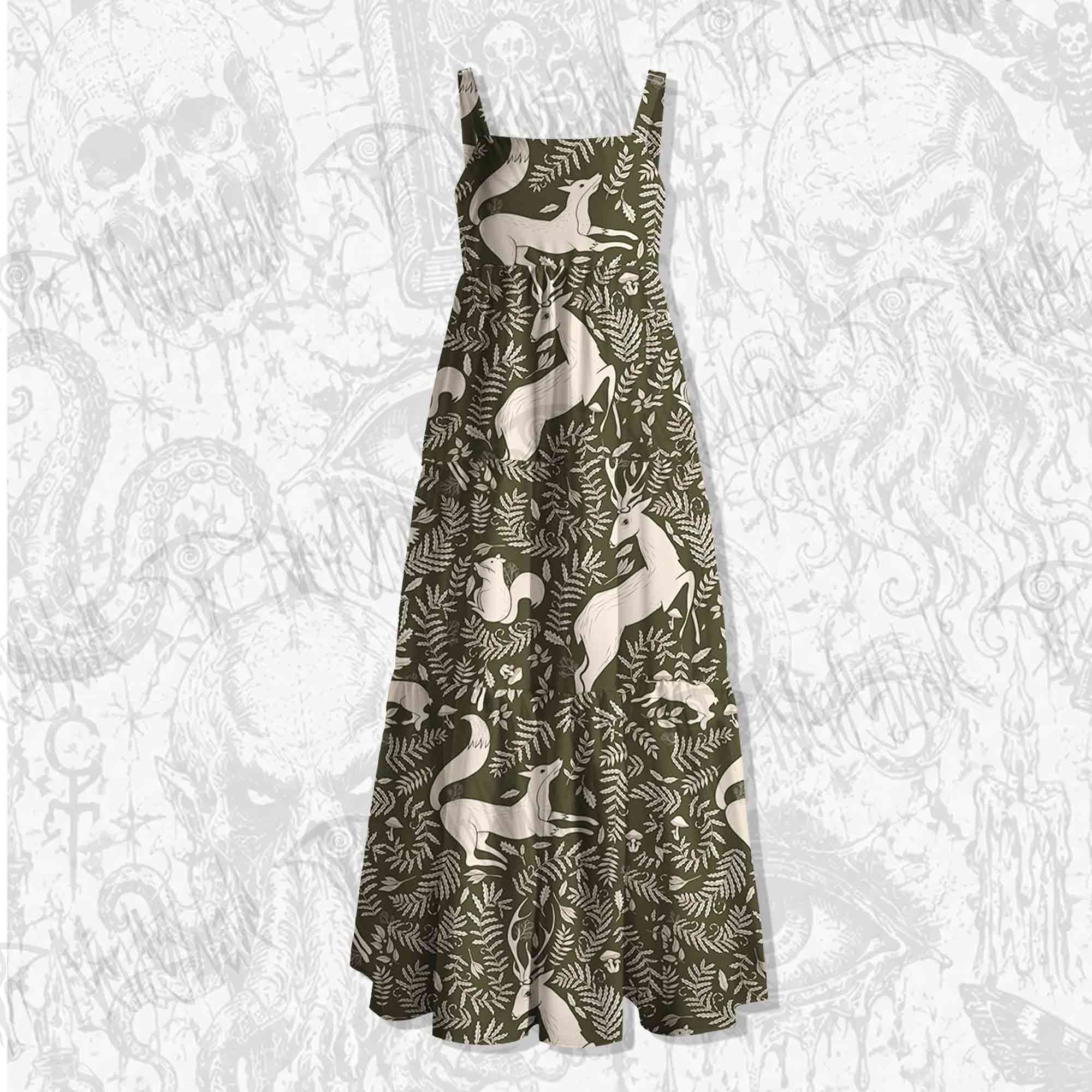Forest Spirits Wide Straps Maxi Dress