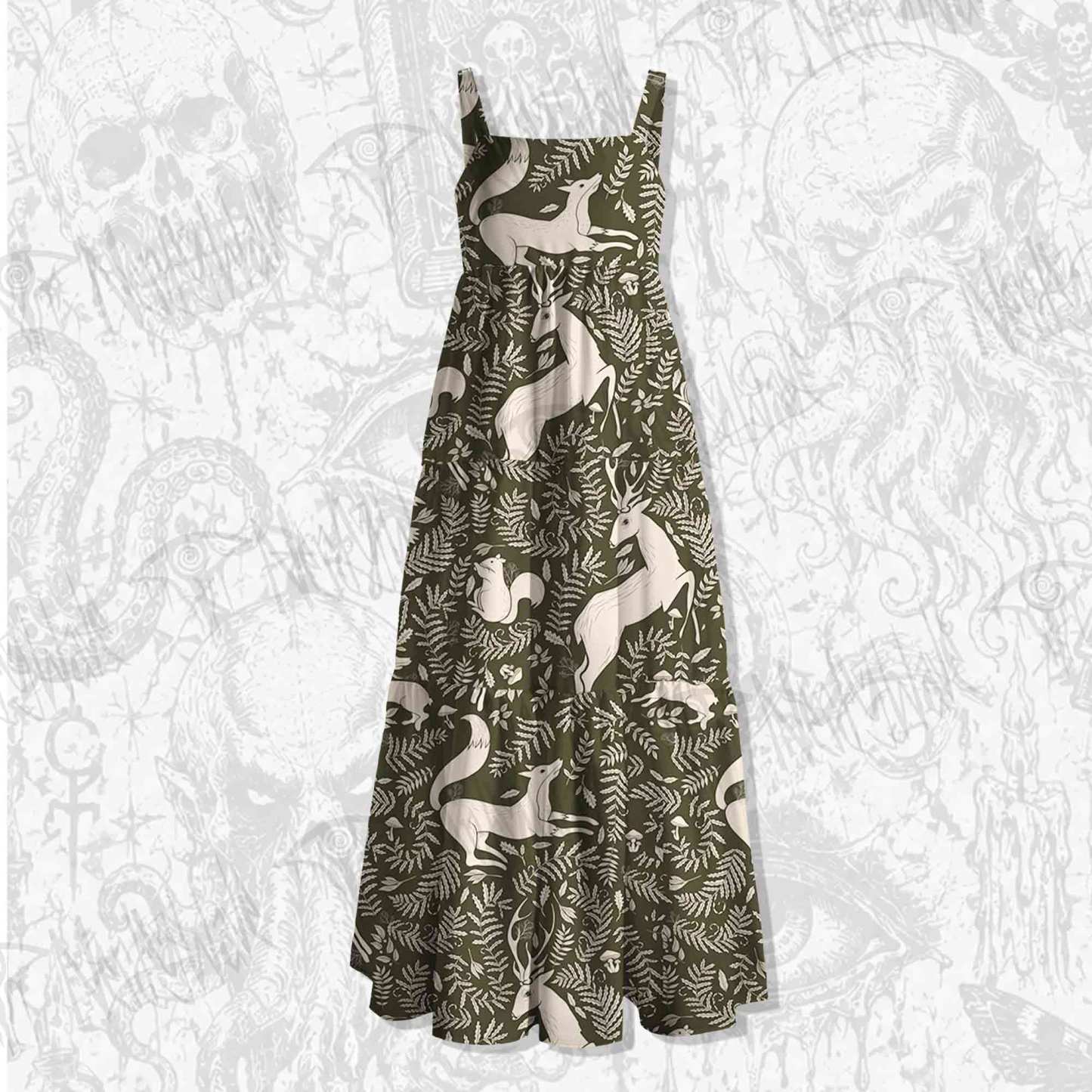 Forest Spirits Wide Straps Maxi Dress