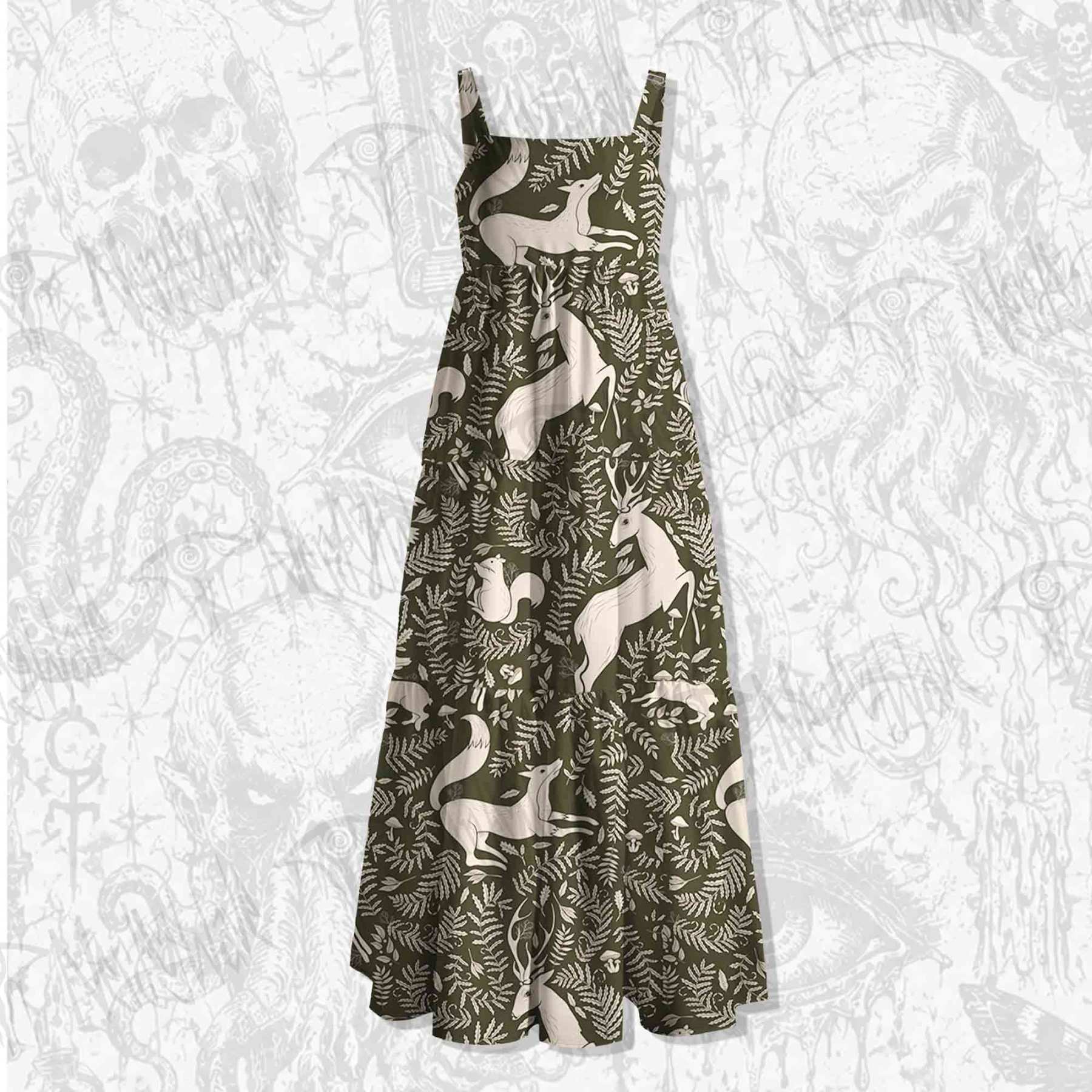 Forest Spirits Wide Straps Maxi Dress