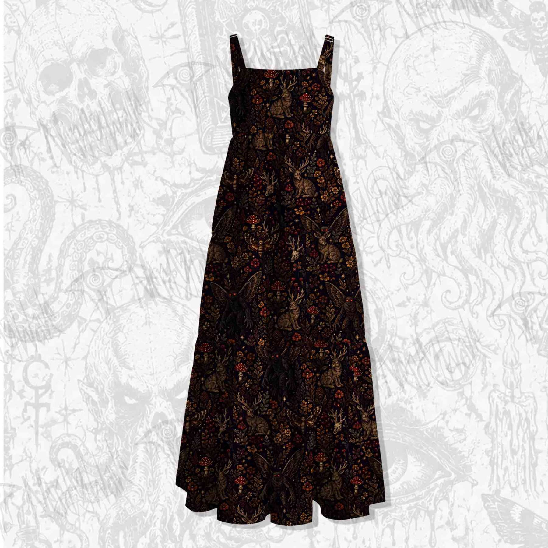 Cryptid Floral Mushroom Wide Straps Maxi Dress