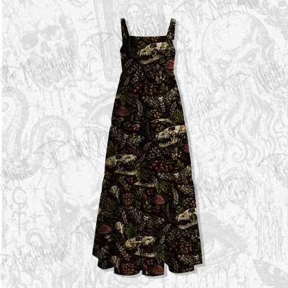 Forest Skull Mushroom Wide Straps Maxi Dress