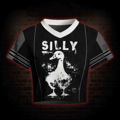 Meme Silly Duck Women's Cropped Mesh Jersey