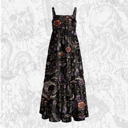 Whimsigoth Celestial Bat Wide Straps Maxi Dress