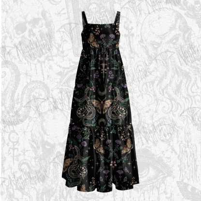 Witchy Lunar Serpent Wildflower Wide Straps Maxi Dress