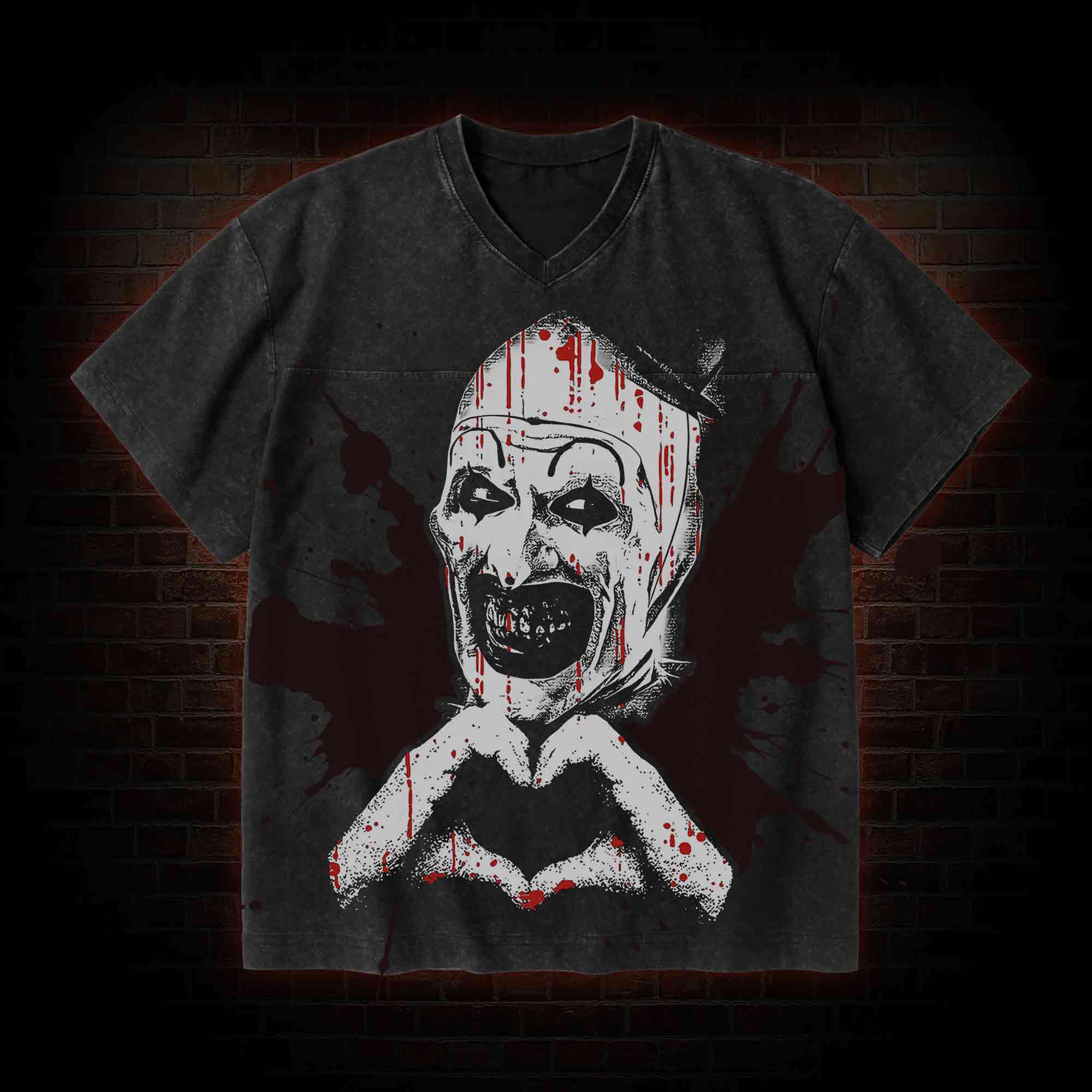 Art is Not a Joke V-Neck Streetwear Washed T-shirt