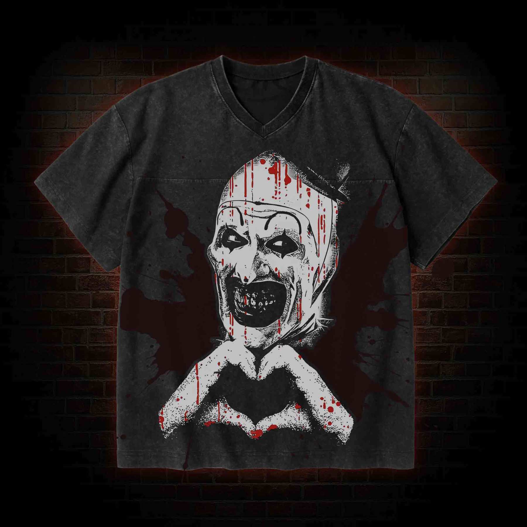 Art is Not a Joke V-Neck Streetwear Washed T-shirt