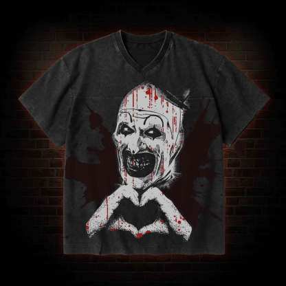Art is Not a Joke V-Neck Streetwear Washed T-shirt