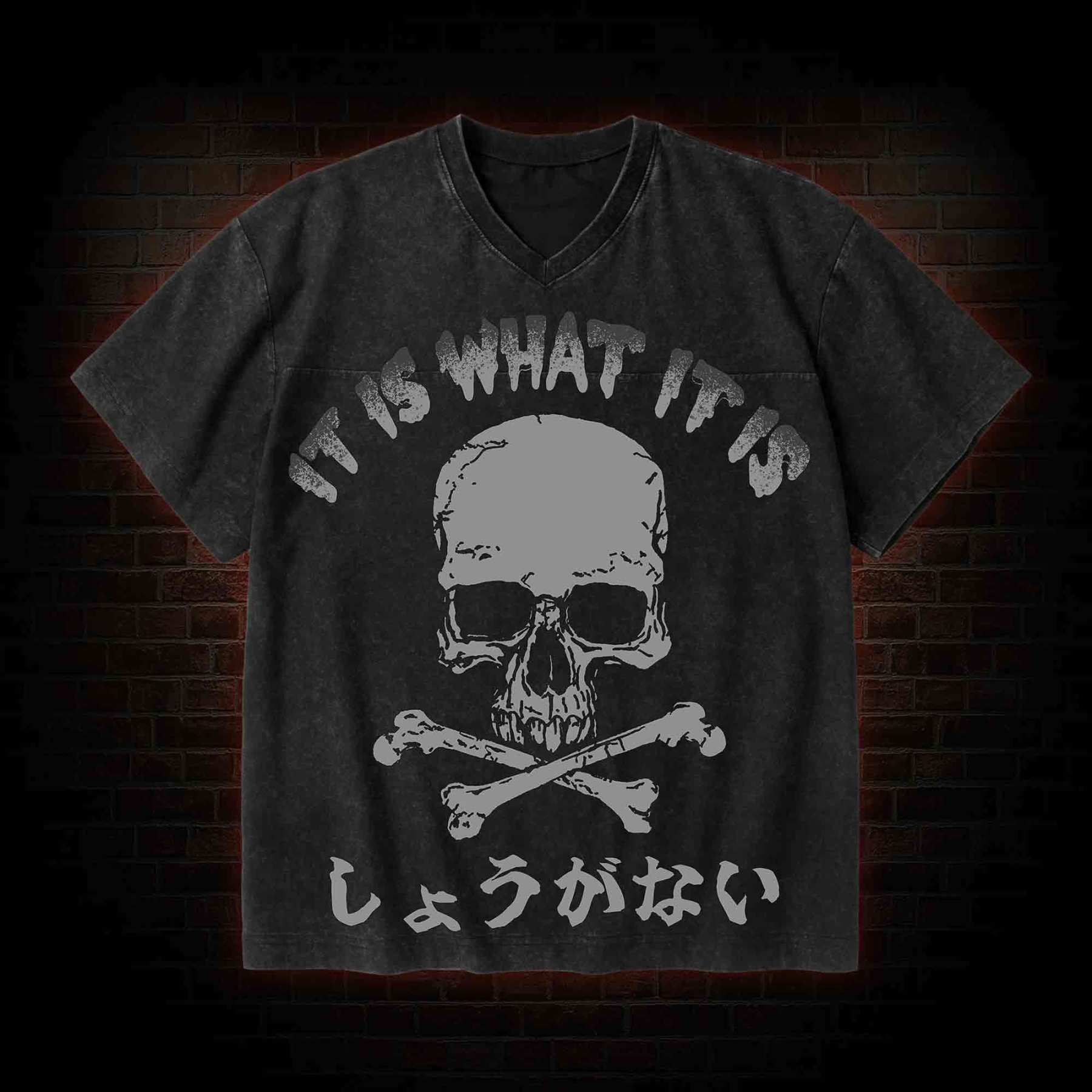 It is What it is V-Neck Streetwear Washed T-shirt