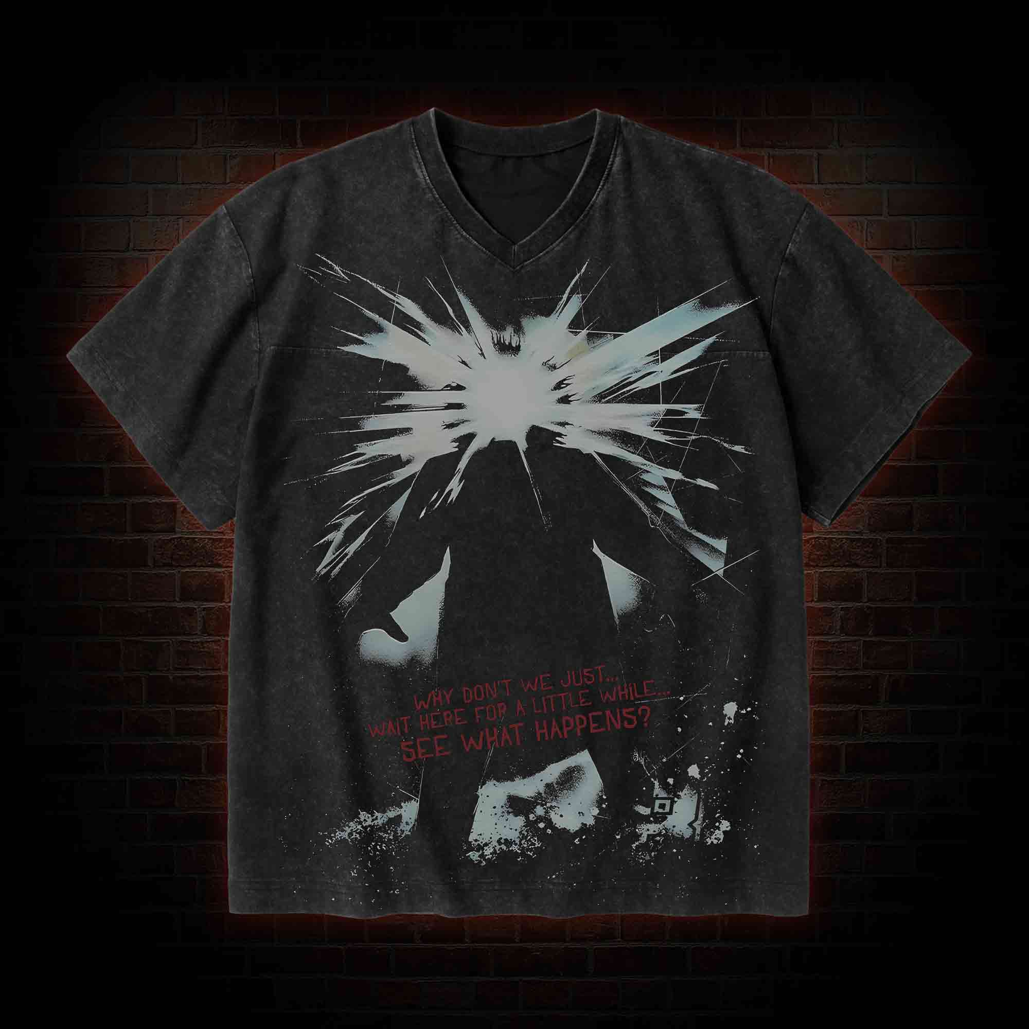 The Thing V-Neck Streetwear Washed T-shirt