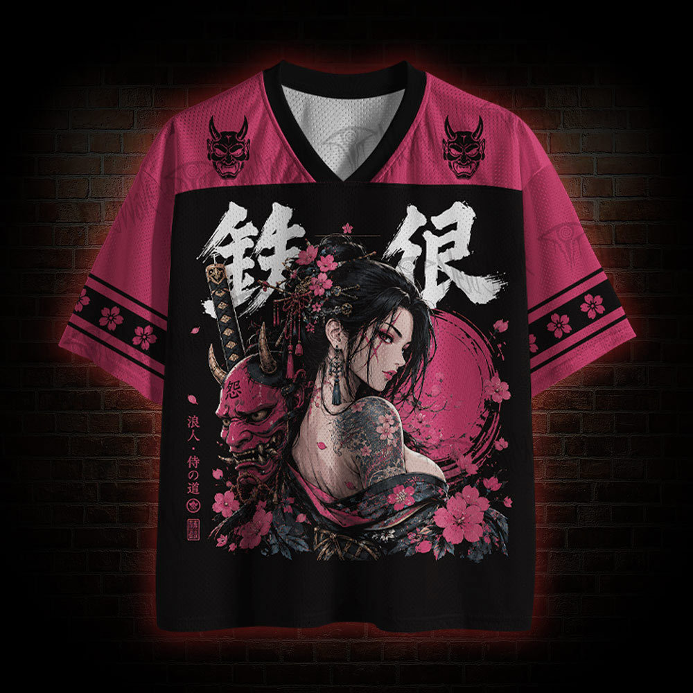 Pink Hannya Geisha Sakura Mesh Jersey