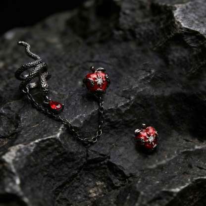 Dark Serpent Forbidden Fruit Chain Earring Set