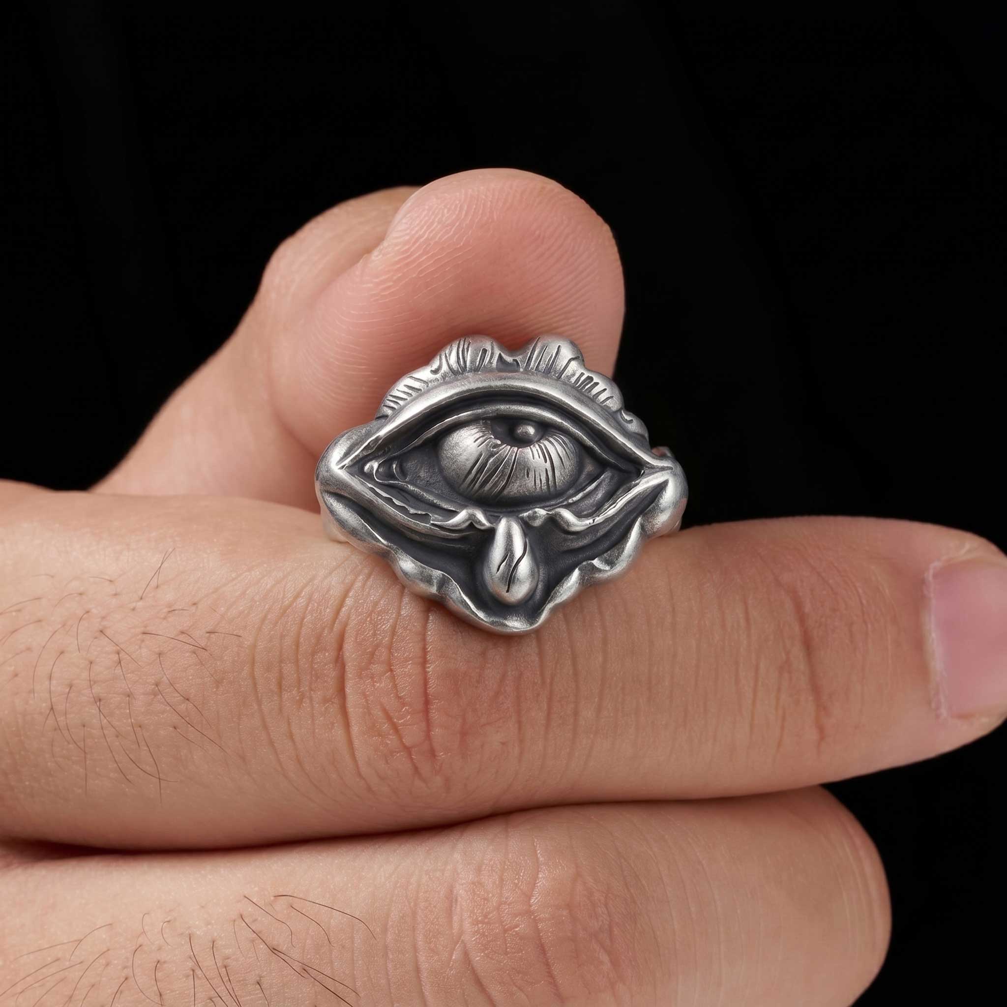 Gothic All Seeing Eye Silver Band Ring