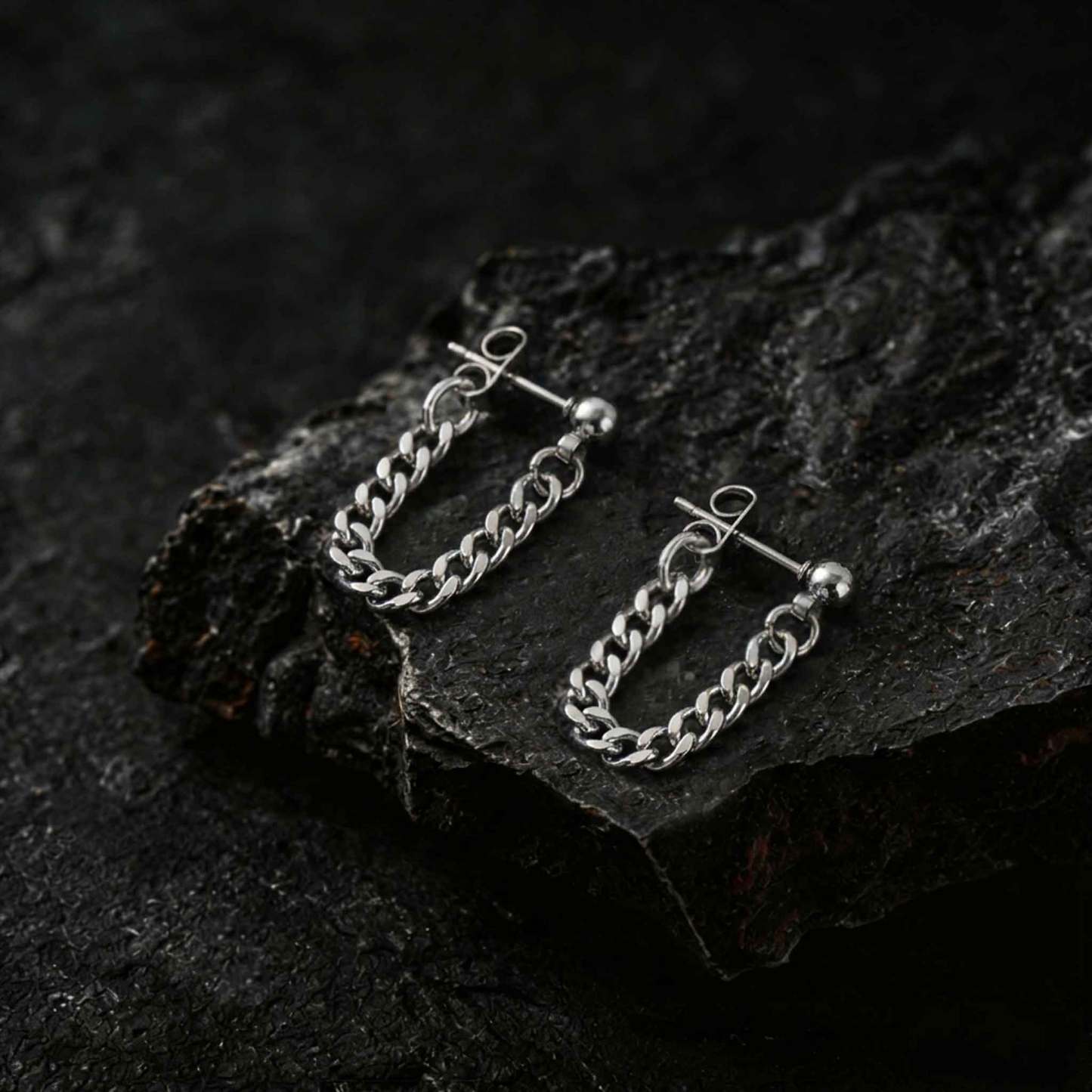 Cuban Link Chain U Drop Stud Earrings