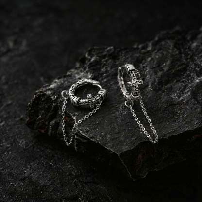 Vintage Textured Cross Chain Linked Hoop Earrings