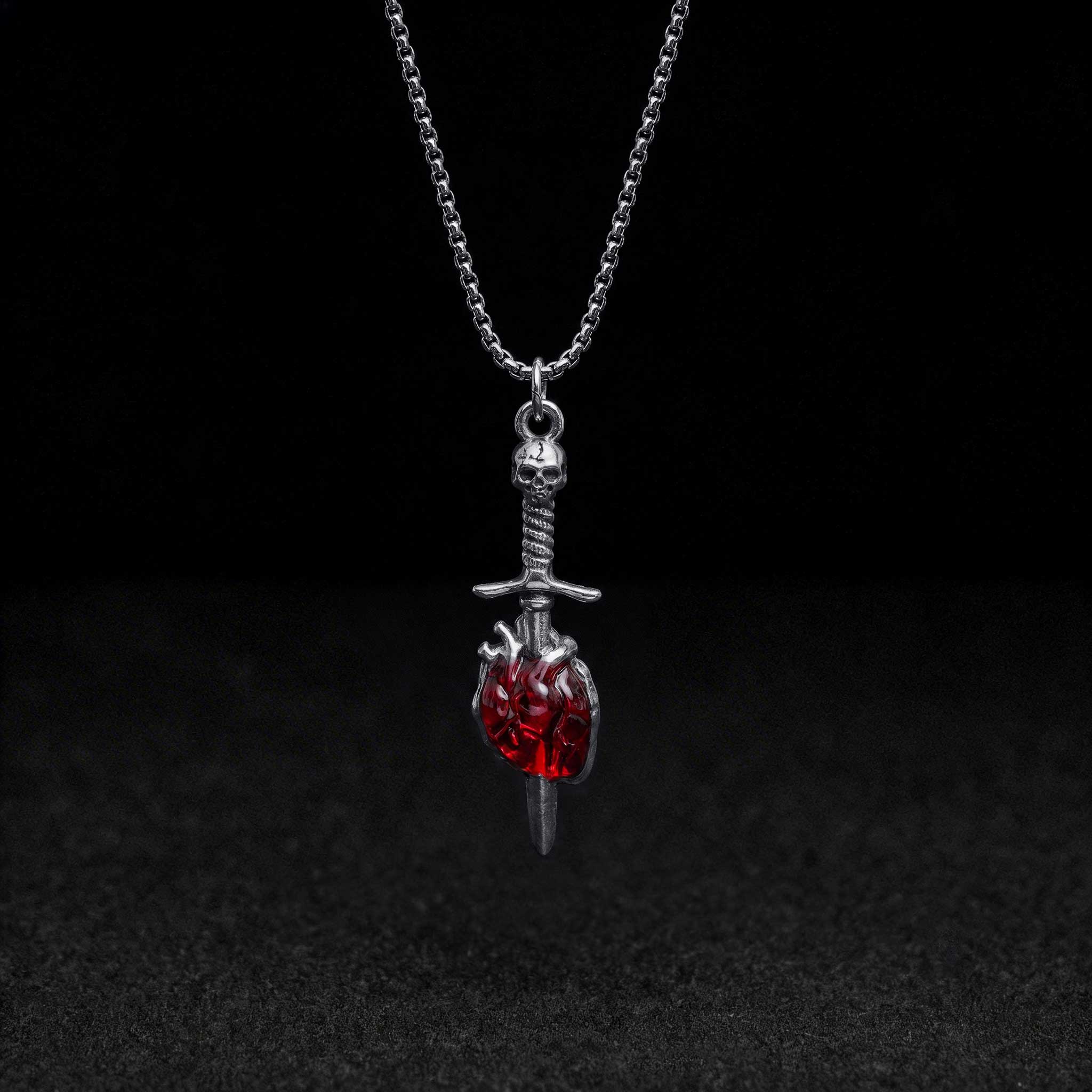 Skull Sword Heart Necklace