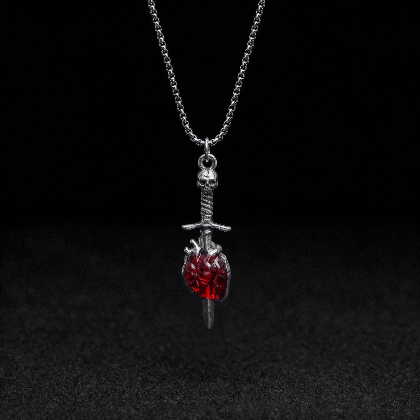Skull Sword Heart Necklace