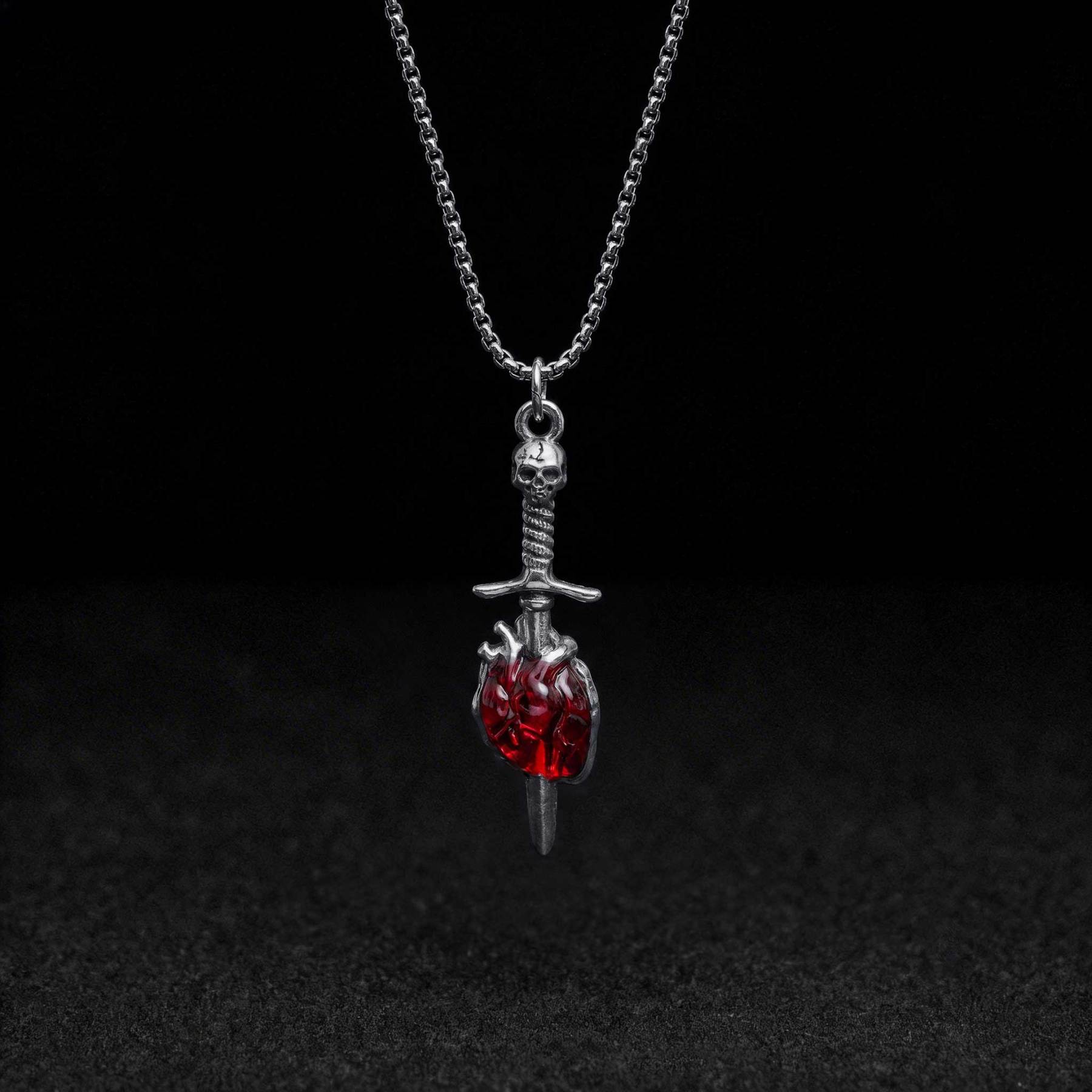 Skull Sword Heart Necklace