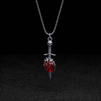 Skull Sword Heart Necklace