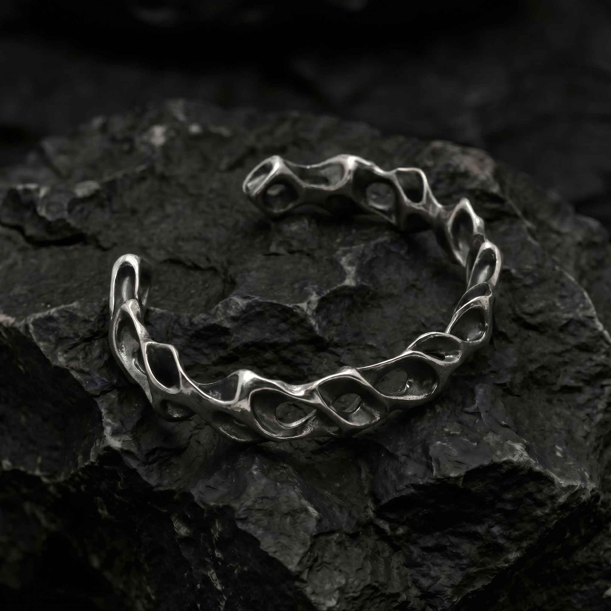 Irregular Hollow Texture Open Cuff Bracelet