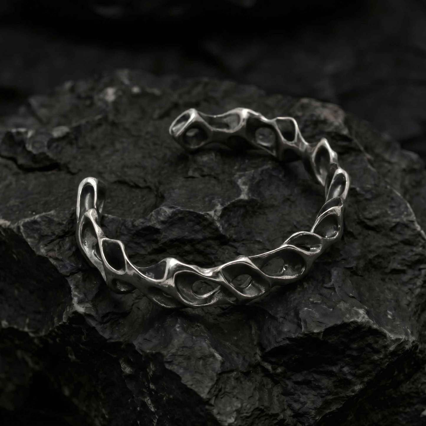 Irregular Hollow Texture Open Cuff Bracelet