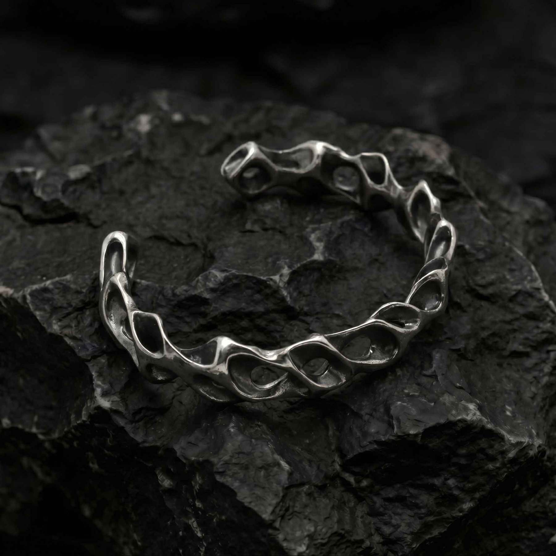 Irregular Hollow Texture Open Cuff Bracelet