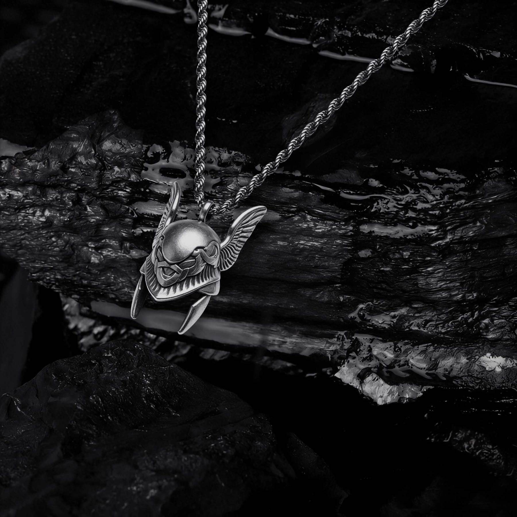 Winged Helmet Necklace