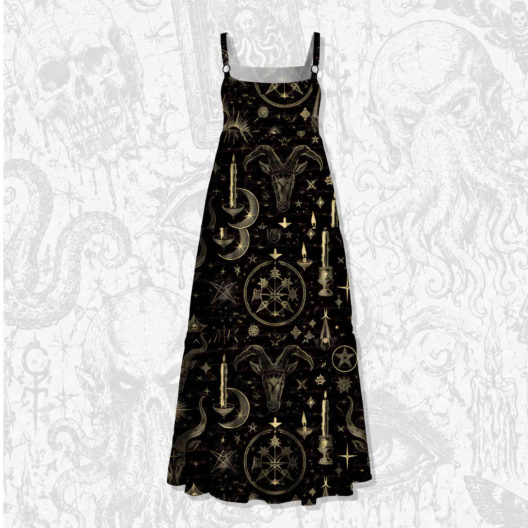 Baphomet Cotton Wide Straps Maxi Dress