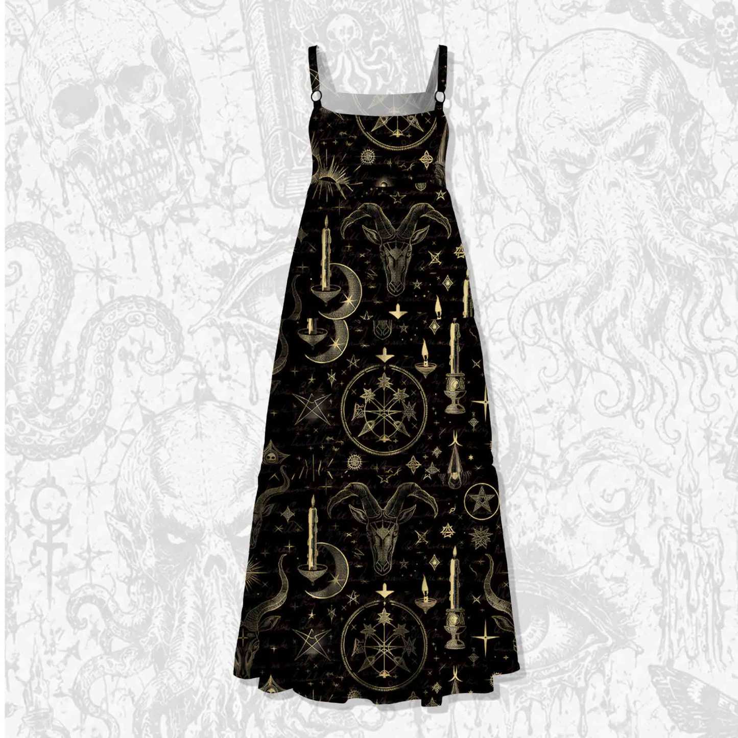Baphomet Cotton Wide Straps Maxi Dress