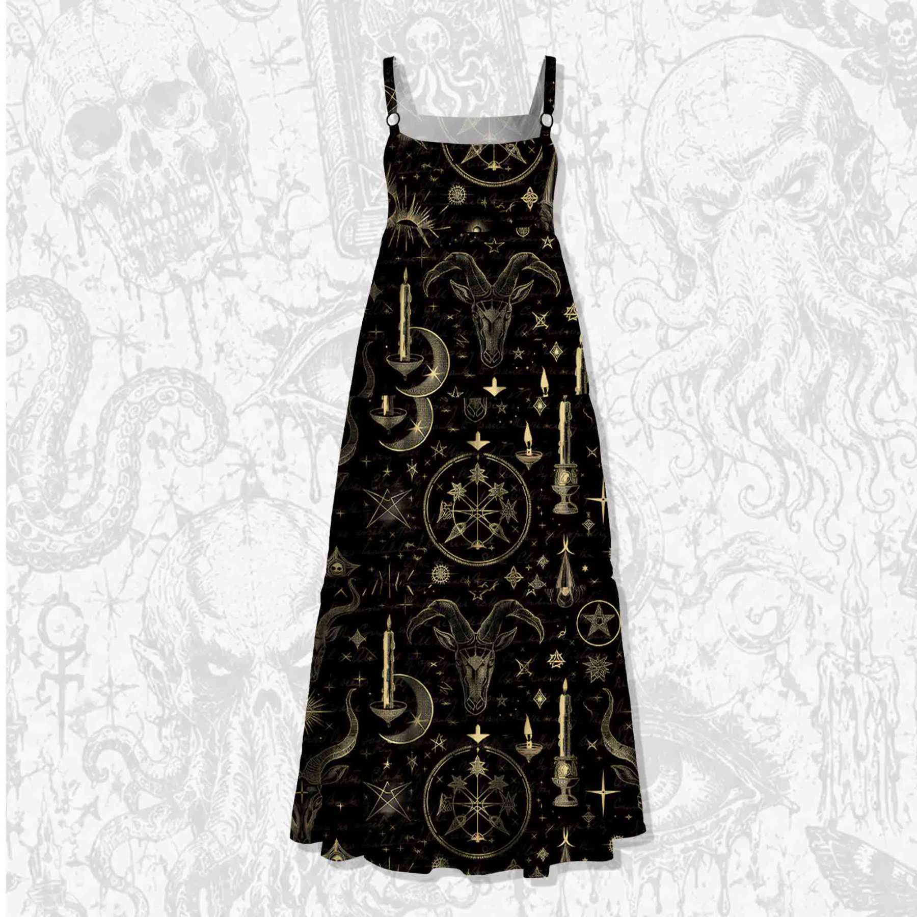 Baphomet Cotton Wide Straps Maxi Dress