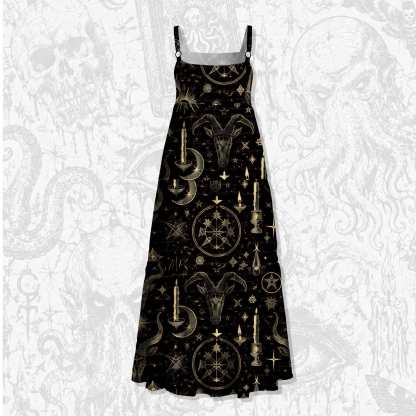 Baphomet Cotton Wide Straps Maxi Dress
