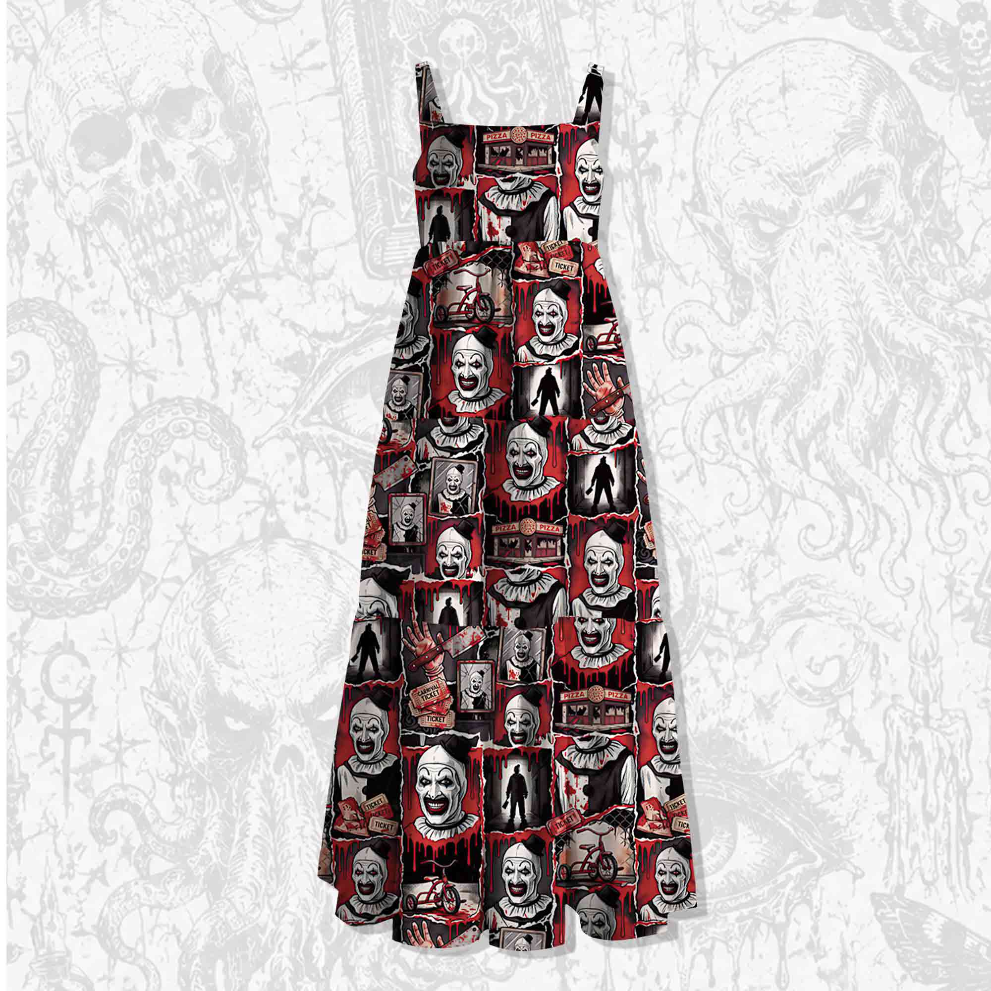Horror Clown Grunge Wide Straps Maxi Dress