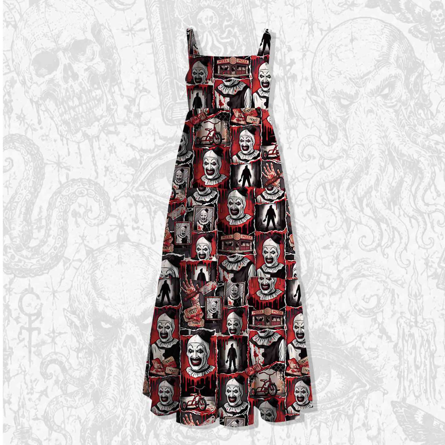Horror Clown Grunge Wide Straps Maxi Dress