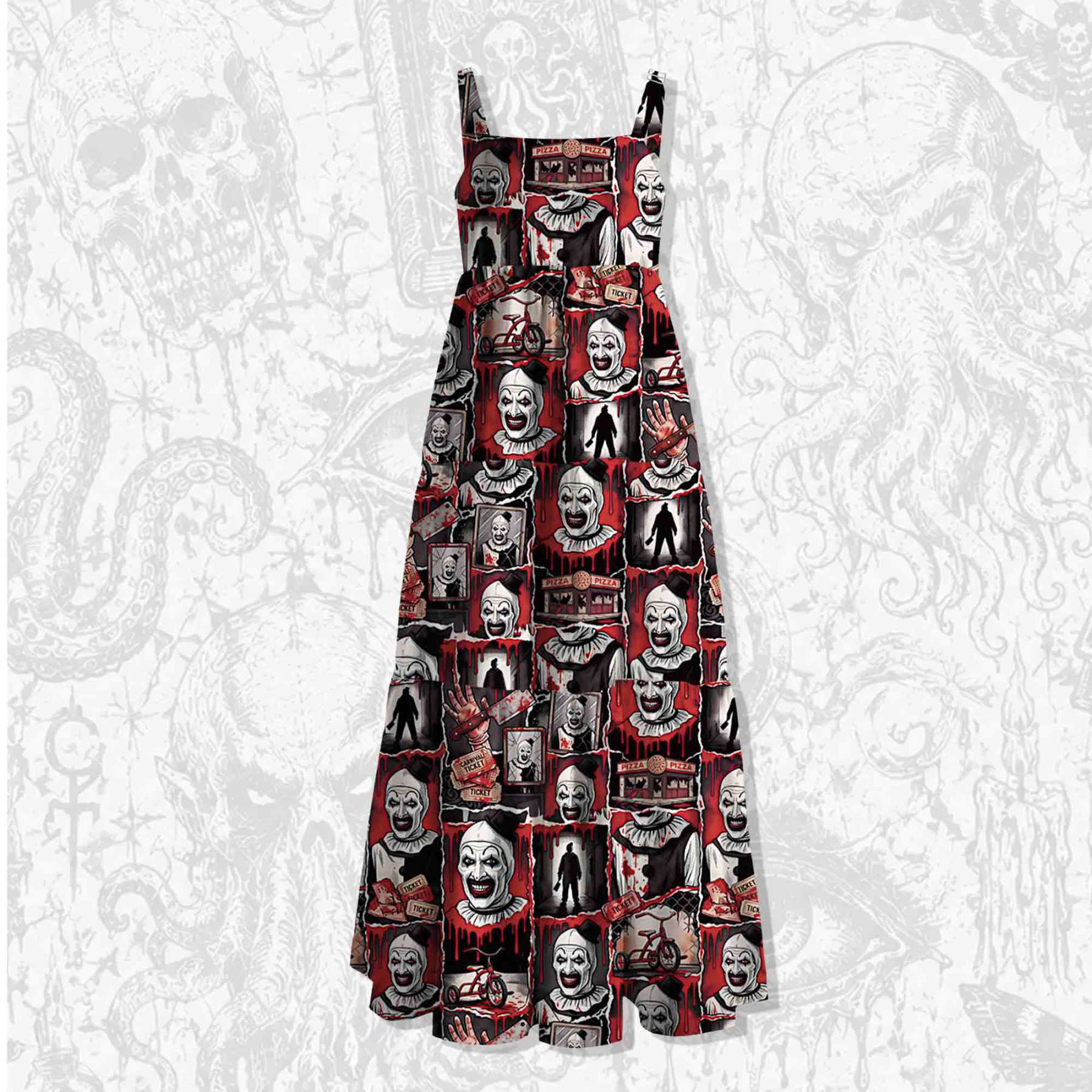 Horror Clown Grunge Wide Straps Maxi Dress