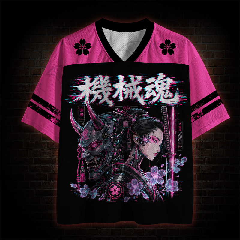 Cyberpunk Mecha Oni Geisha Mesh Jersey