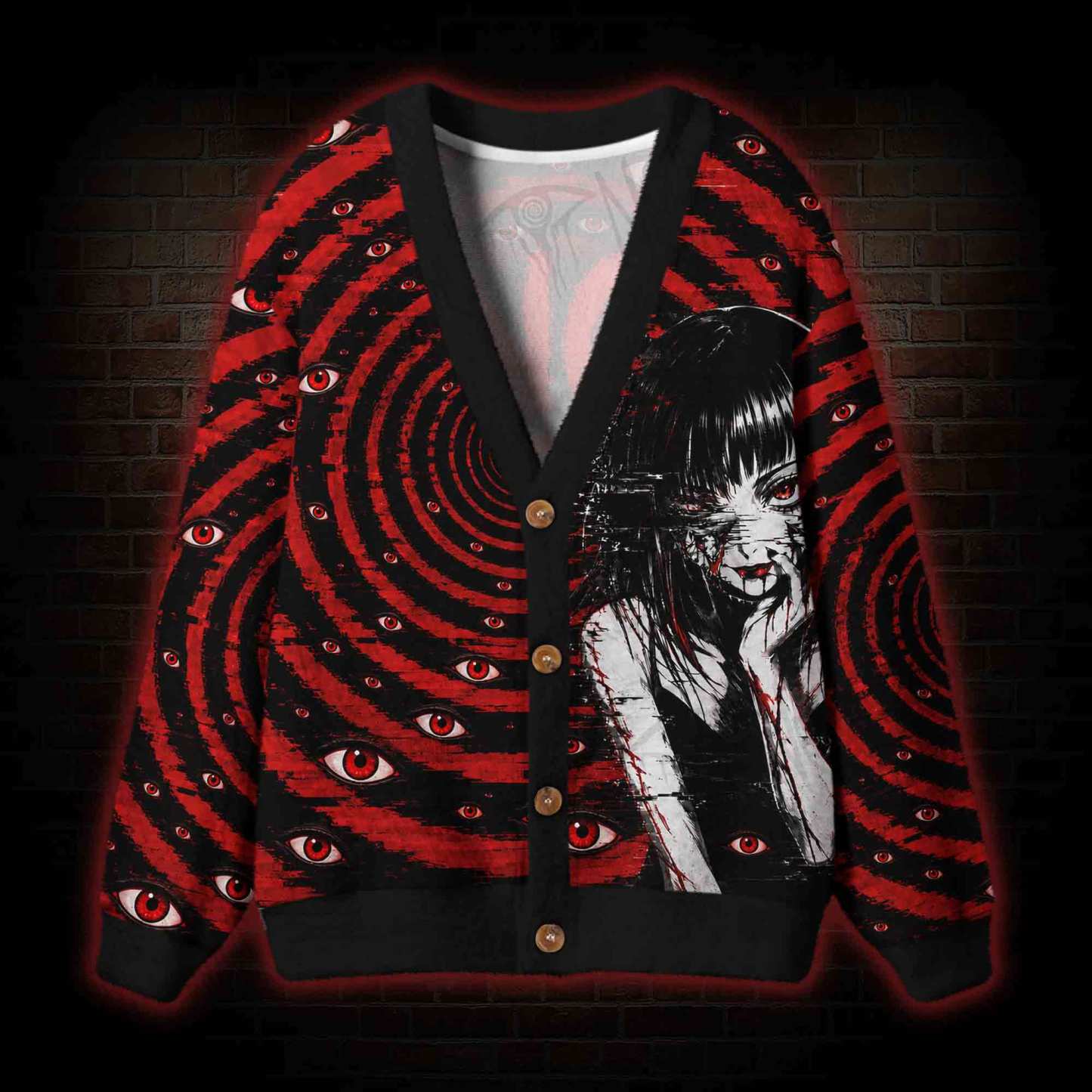 No Escape Anime Horror Swirl Cardigan Sweater