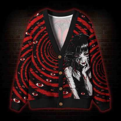 No Escape Anime Horror Swirl Cardigan Sweater