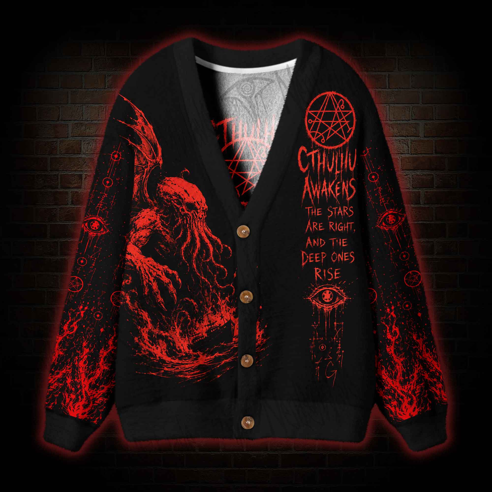 Cthulhu Awakens Occult Cardigan Sweater