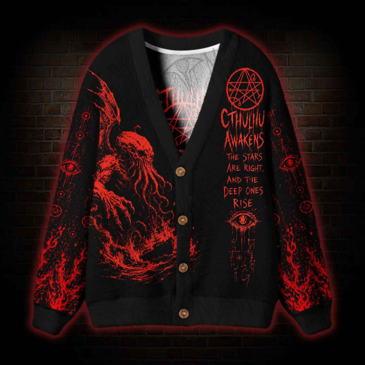 Cthulhu Awakens Occult Cardigan Sweater