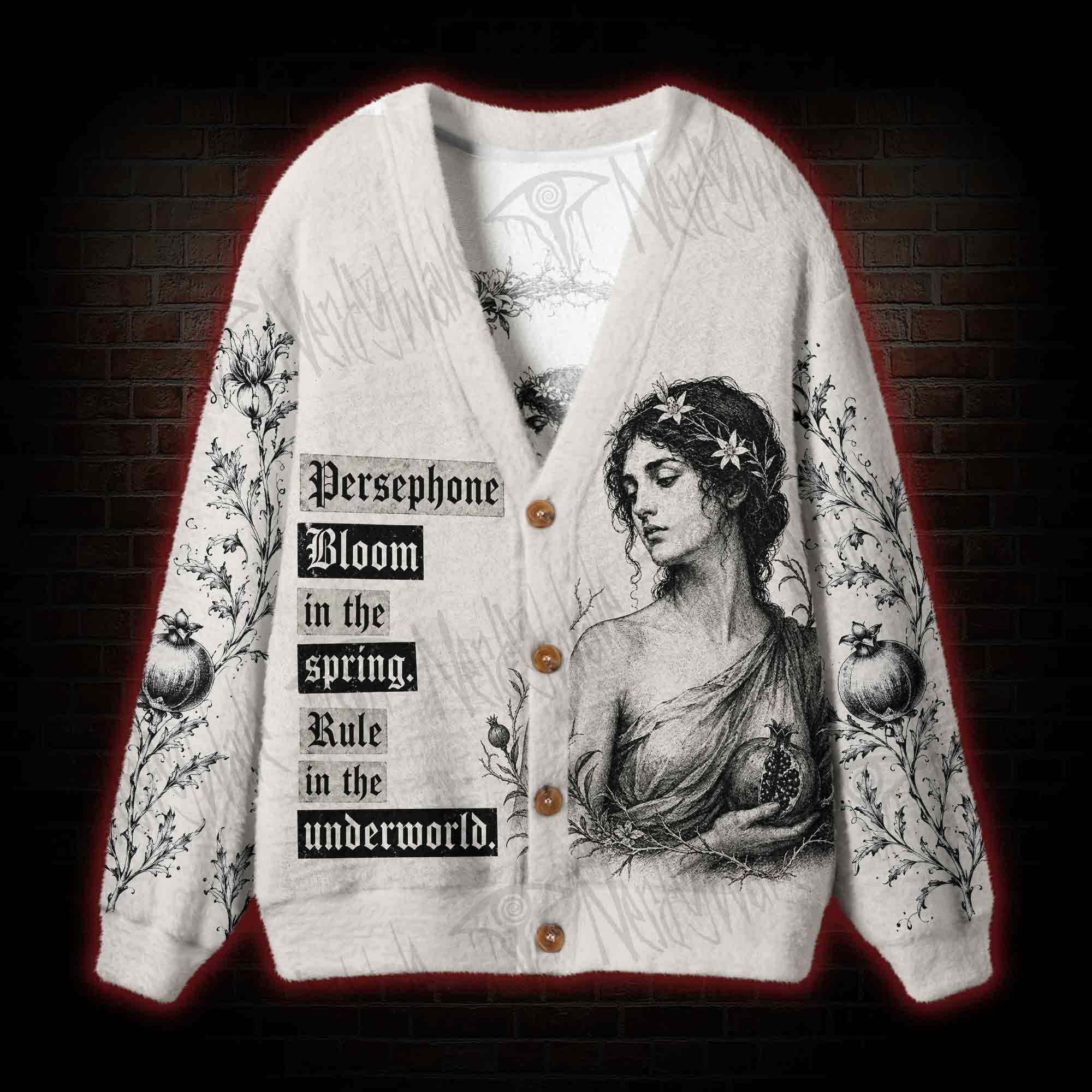 Persephone Pomegranate Mythology Cardigan Sweater