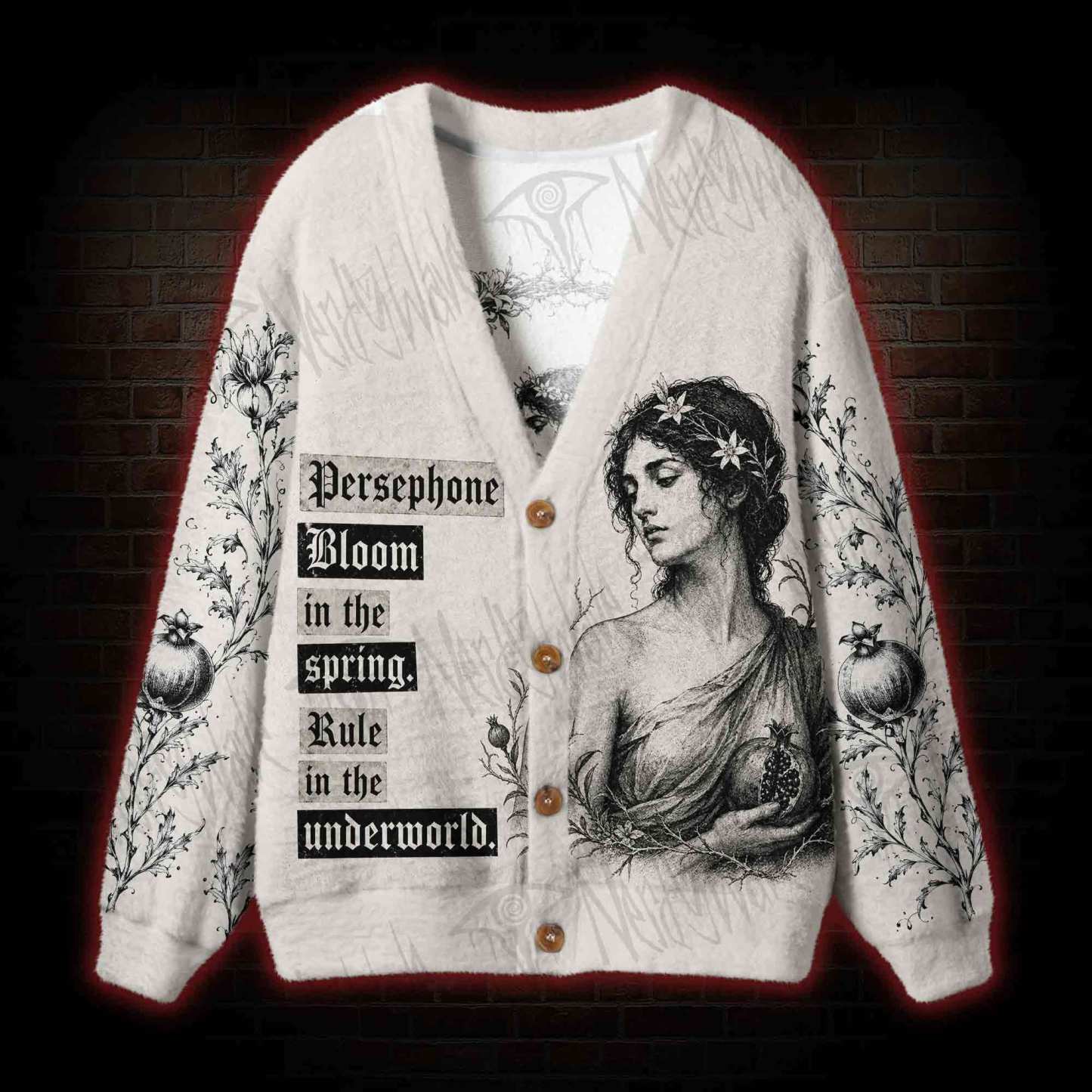 Persephone Pomegranate Mythology Cardigan Sweater