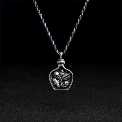 Gothic Skull Jar Pendant Necklace
