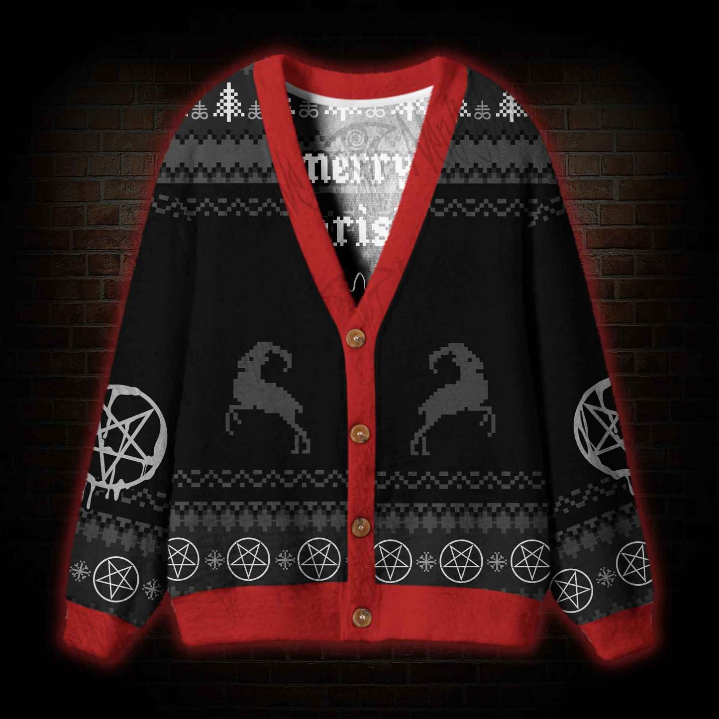 Merry Antichristmas Satan Claus Satanic Cardigan Sweater