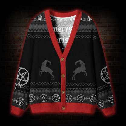 Merry Antichristmas Satan Claus Satanic Cardigan Sweater