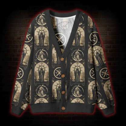 Death in Cloak Tarot Card Cardigan Sweater