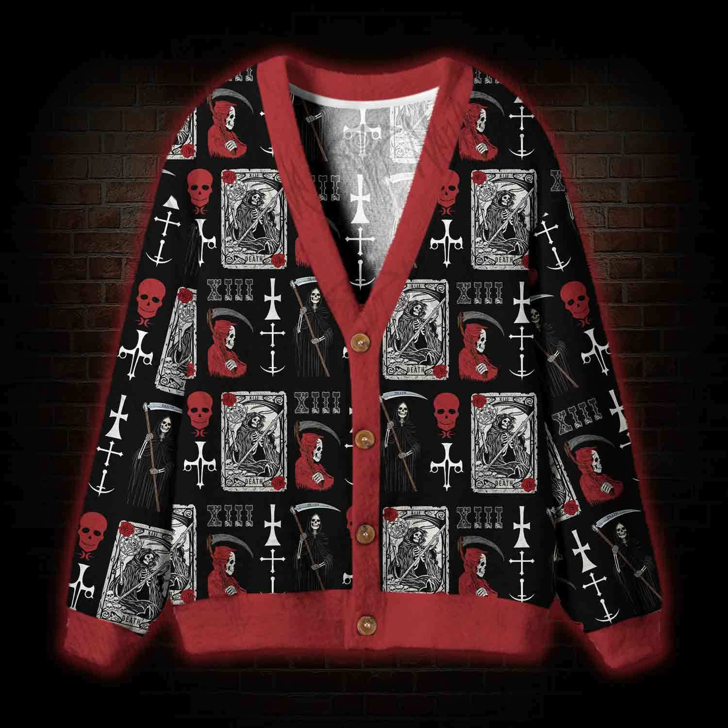 Death Tarot Card Cardigan Sweater